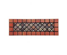 Nicoman Elegante tapete de Barrera para Azulejos ecológicos, raspado y Antideslizante para Puerta Interior/Exterior, Estrecho (75 x 25 cm), Borde Rojo