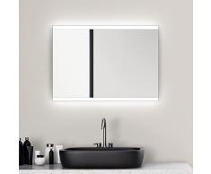 Talos Espejo de baño con iluminación Loft - 50 x 70 cm - suspensión Horizontal y Vertical - Marco de Aluminio - Interruptor de Palanca