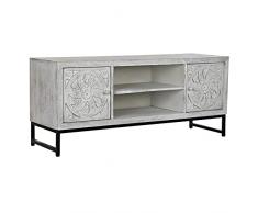DKD Home Decor Mueble de TV, Metal, Blanco, Estándar