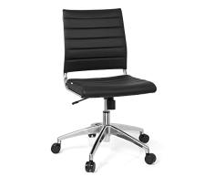 hjh OFFICE 720002 Silla de Oficina Trisha Piel sintética Negro, Silla giratoria sin Brazos, Silla Escritorio, Ajuste Altura