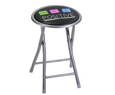 Vacchetti 6451760000 Taburete de Metal Positivo Redondo Plegable, Gris, Mediano