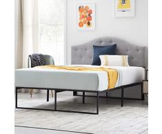 Linenspa Estructura Cama Estilo Contemporáneo – Cama de Metal con Lamas de Acero – Espacio Inferior de 30cm para Almacenamiento – Somier 135x190 cm