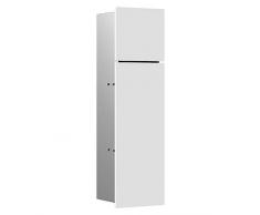 Emco ASIS Pure Módulo Empotrado para baño, Soporte para Papel higiénico y escobilla de Inodoro, Armario Alto con función «Push to Open», Color Blanco Mate, Madera, 17 cm x 60 cm x 14,9 cm