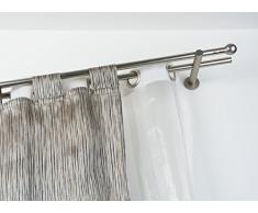 InCasa Barra Doble para Cortina, 20 mm. de diámetro, 280 cm. de Longitud, con tappo Chic en Acero cepilado – Completo, sin Anillas