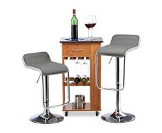 Relaxdays Taburete Alto Cocina Giratorio, hasta 120 kg, Metal y Piel Sintética, 90 x 39 x 39 cm, 2 Unidades, Gris