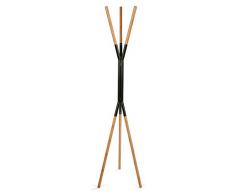 Versa 15811316 Perchero de pie Negro Ganeco, Metal Madera, 165 x 50 x 50 cm
