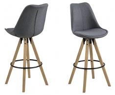 Amazon Brand - Movian Arendsee - Juego de 2 taburetes de bar, 55 x 48,5 x 111,5 cm, gris