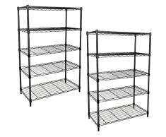 YSSOA Estantería de Almacenamiento Resistente de 5 Niveles, Negro, 36 Pulgadas de Largo x 14 Pulgadas de Ancho x 60 Pulgadas de Alto, Paquete de 2