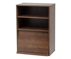 Iris Ohyama, muebles con puertas, estante de almacenamiento, 2 compartimentos modulares, diseño, sólido, moderno, multi-uso, escritorio, habitación, salón - Flap Rack Chr - 1 - Marron