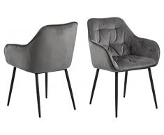 AC Design Furniture Bentley Silla de Comedor, Poliéster, Gris Oscuro, H: 92 x W: 43,5 x D: 53 cm