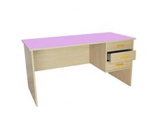 Mobeduc Profesor de Escritorio con 3 cajones, Madera, Rosa, 150 x 75 x 70 cm