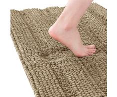 subrtex Alfombra de baño de felpilla a Rayas, Alfombra de baño Suave para baño, Absorbente de Agua, Alfombrilla de Ducha de Secado rápido, Lavable a máquina (Arena, 24 x 60 Pulgadas)