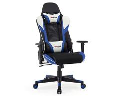 IntimaTe WM Heart Silla Gaming Ergonomica Malla Silla de Escritorio Gamer sillas Oficina con La función de inclinación Reposacabezas y Cojín de Cuero Reposabrazos y Altura Regulable Azul