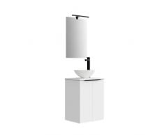Baikal Conjunto De Mueble De Baño 45cm. Incluye Mueble con Lavabo. Melamina 16mm. Mueble MONTADO. Encimera + Lavabo. con Espejo 2 Puertas Blanco