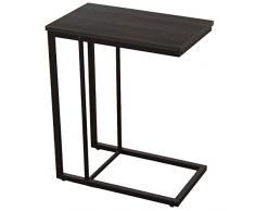 DRW Mesa Auxiliar de Metal y Madera DM en Negro 50x30x60cm