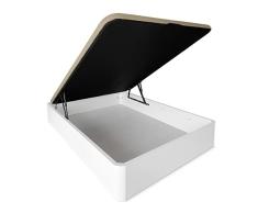 DUÉRMETE ONLINE - Canapé Abatible Extra Reforzado Gran Capacidad con Tapa Transpirable, Esquinas Redondeadas, 105 x 190, Cajón Grosor 30mm, Blanco