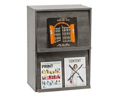Iris Ohyama, mobiliario, biblioteca, estante de almacenamiento, 2 puertas plegables, diseño, sólido, moderno, multi-uso, escritorio, habitación, salón - Flap Rack Chr - 2 - Gris Oak