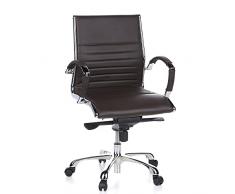 hjh OFFICE 660522 silla de oficina PARMA 10 piel marrón, cuero real, con apoyabrazos, alta gama, inclinable, cromado