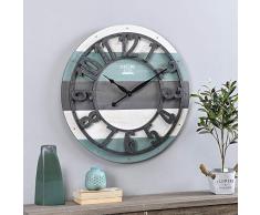 FirsTime & Co.® - Reloj de Mesa de Granja, Color Gris 68.58 cm Verde Azulado Envejecido, Gris, Blanco