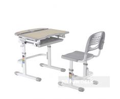 FD FUN DESK Grey Sorriso-Escritorio Infantil (Altura Regulable, con Silla), Color Gris, 705 x 545 x 540-760 mm