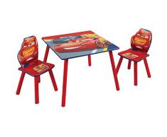 Cars Conjunto Infantil Dos, Rojo, Tamaño aproximado de la Mesa: 45 cm (Altura) x 63 cm (Anchura) x 63 cm (Fondo) Tamaño aproximado de Las sillas: 52,5 cm (Altura) x 29,5 cm (Anchura) x 29 cm (Fondo)