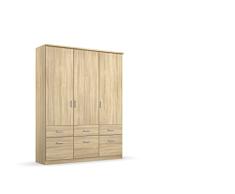 Rauch Möbel Armario ropero para Muebles, 2 estantes, 2 Barras, 6 cajones, 3 Puertas, Roble Sonoma, 58 x 136 x 199 cm