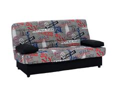 Studio Decor Liberty Sofá Cama, Tapizado Loneta, Negro, Mediano