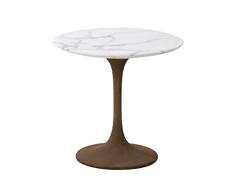 Adda Home Mesa, Marmol Artificial/MDF/Fibra Vidri0, Marron/Blanco, 55X55X52 CM