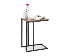 Relaxdays Mesa Auxiliar, DM-Metal, Negro-Marrón, 59,5 x 30 x 45 cm