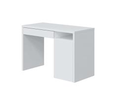 Habitdesign Mesa de Estudio Reversible con 1 Cajon y 1 Puerta, Escritorio, Modelo Cala, Acabado en Blanco Artik, Medidas: 108 cm (Largo) x 75 cm (Alto) x 50 cm (Fondo)