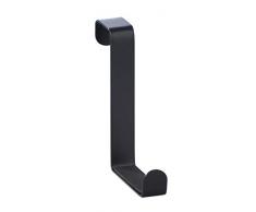 WENKO Colgador para puertas 4 unidades - Percha para la puerta, 4 ganchos, Acero, 7.6 x 1.2 x 6 cm, Negro