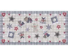 VILBER Alfombra Bells Gris (52x100x0,2 cm), PVC Poliester, Antideslizante, Lavable, Resistente al Calor, con Posibilidad de Caminos de Mesa y Manteles Individuales a Juego.