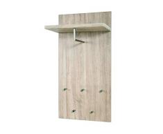 Haku Möbel 42058 Perchero De Pared DM/Acero Roble Claro-Acabado INOX 31 x 49 x 100 cm