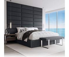 VANT Tapizado Cabecero - Paneles de Pared Accent - Packs de 4 - Fácil de Instalar - Cama Individual y Doble (91cm Ancho, Tejido de Denim Azul)