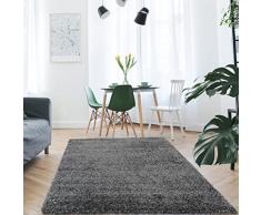 mynes Home Shaggy Alfombra de Pelo Largo, Color Negro, Suave y Moderno, diseño Pastel, Suave, táctil, salón, Dormitorio, 120 x 170 cm