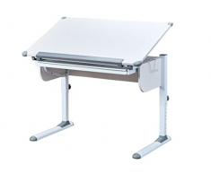 Escritorio ergonómico Inter Link con cajón en metal y MDF en blanco y gris, 110 x 68 x 55/78 cm