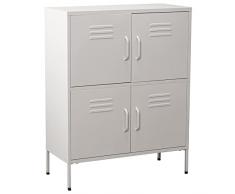 DRW Aparador con 4 Puertas con respiraderos de Metal en Blanco 80x35x102 cm,ALT.Patas:15 cm