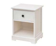 Baroni Home Mesita De Noche, Mueble De Salón, Dormitorio, Habitación Infantil, Baño, Mueble Multiusos, Color Blanco 1 Cajón, 1 Estante Medidas 35X30X45,5 cm