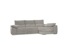 SHIITO - Sofá de 3 Plazas y Chaise Longue Derecha - Función Relax - 106 x 302 x 100 cm - Modelo Máximo - Asientos con Reclinación Eléctrica - En Crudo