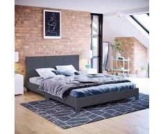 Home Discount Victoria Cama Doble, Marco de Cama de 4 pies 6 tapizado cabecero de Cama Muebles de Dormitorio, Color Gris Oscuro Lino