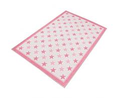 Alfombra de poliester estampada 180 x 280cm modelo PinkRedStars multicolor