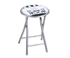 Vacchetti 6451720000 Taburete Metal café Redondo Plegable, Gris, Mediano