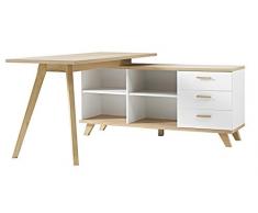 GERMANIA DIE MÖBELMACHER Desk Escritorio, Engineered Wood, Blanco (Roble de Sanremo), 144 x 75 x 145 cm