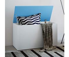 VCM bendola baúl Banco, Banco, Baúl, Zapatos Banco, Parte baúl, imitación de Madera baúl, Estructura de Madera, Blanco/Azul, One Size