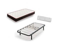 Colchón Viscoelástico Memory Fresh 3D + Somier Multiláminas Con Patas De 32cm + Almohada 100% Viscoelástica, 105x200cm
