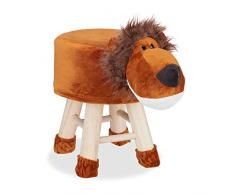 Relaxdays Taburete Infantil Animal Forma de León con Funda Extraíble, 34,5 X 28 cm