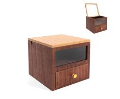 CIAL LAMA Caja Tocador con Espejo Vidriera con Cajón Joyero Madera Marron 15 cm