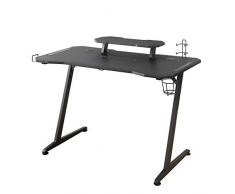 Woxter Stinger Gaming Desk Elite – Mesa Gaming de Escritorio, Leds, Organizador de Cascos, mandos y posa Vasos, 3 USB 3.0 incorporados, Estructura Resistente en Z, Diseño Carbono, 120x60X87 cm