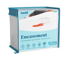 LUCID Protector de colchón y Funda – A Prueba de chinches – 100% Impermeable – 15 años de garantía – Sin Vinilo – Tamaño, Poliéster, Blanco, Cama Individual