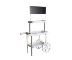 Lastdeco - Estanteria NIKIANA | Estanterias Madera Almacenaje - Estanteria Blanca 3 Baldas y Ruedas - Madera de Abeto Blanco - 95 x 45 x 144 cm